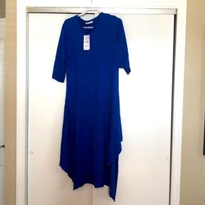 Zara Indigo cotton short sleeve asymmetrical dress